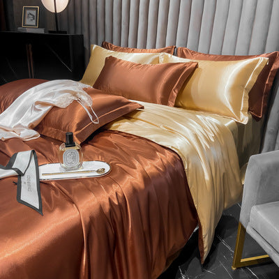 Affordable Luxury Style Silk Solid Color European Silk Bedding