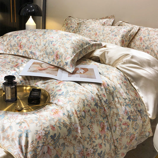 Bare Sleeping Silk Four-piece Set Silk Light Luxury Bedding